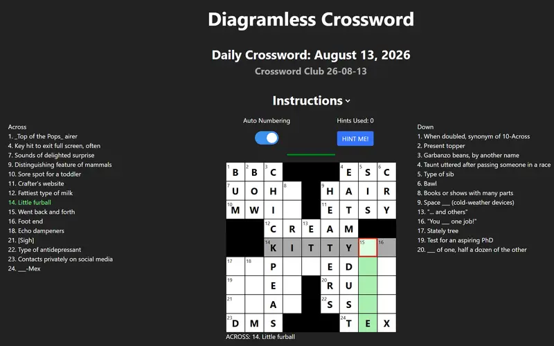 Crossword screenshot